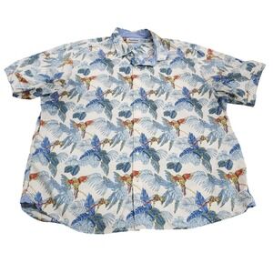 Tommy Bahama Shirt Mens 2XL Multicolor Parrot Short Sleeve Button Hawaiian